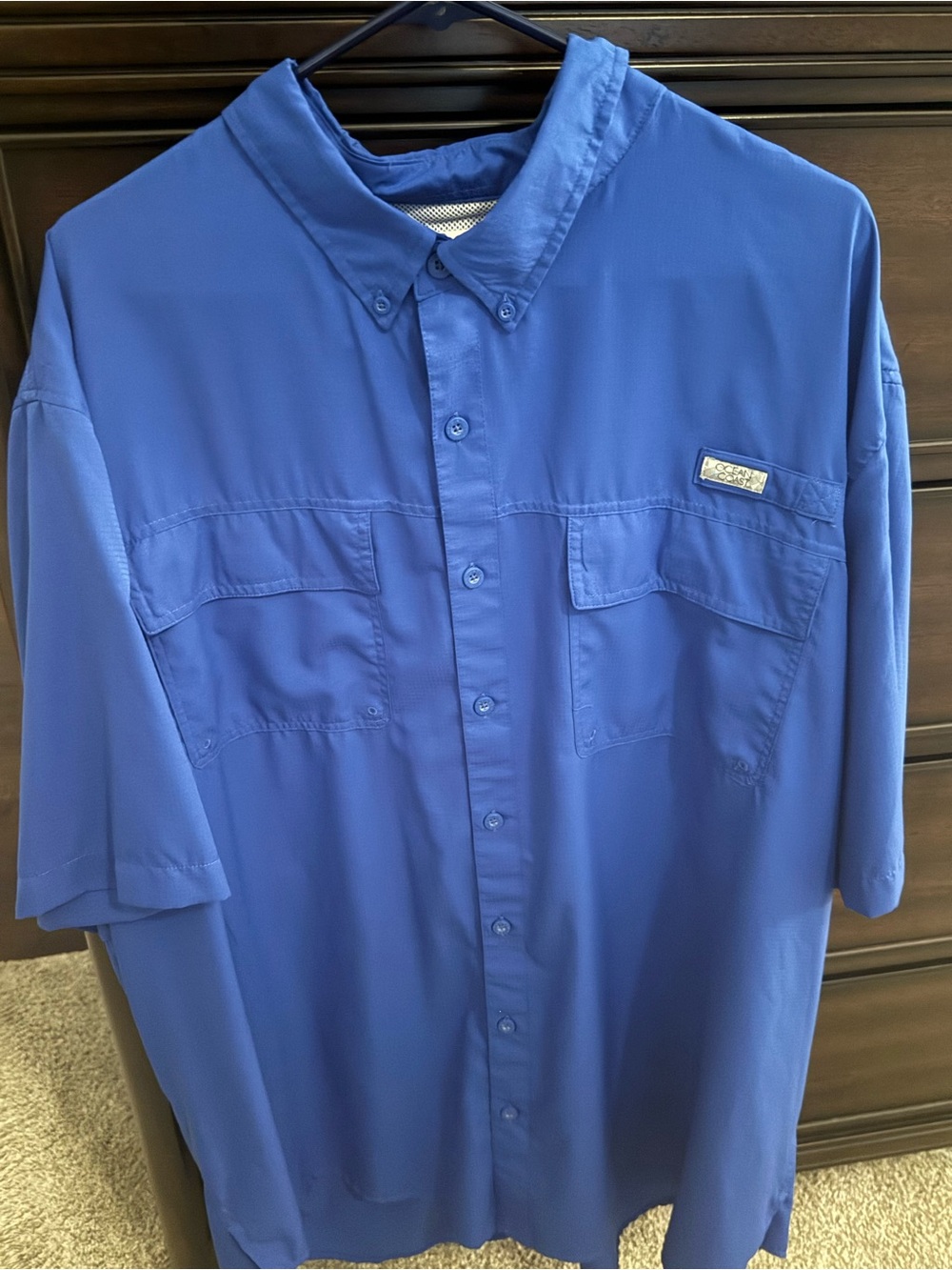 Ocean Coast Men's Short Sleeve Button-Down Shirt - Royal Blue